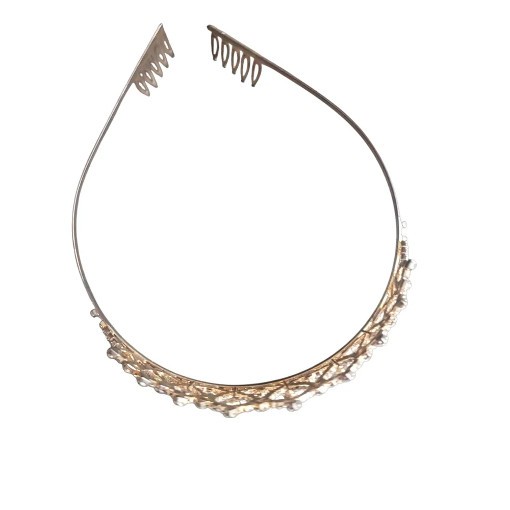 Gold Tiara with Crystal Accents - Picture 3 of 4
